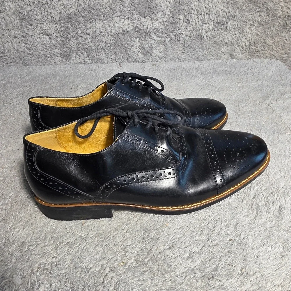 Sandro Moscoloni Oxford Brogue Black Leather Dress Shoes‎ Mens 10.5 D Excellent